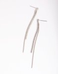 Silver Cubic Zirconia Chain Drop Earrings
