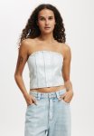 Cotton On Denim Tube Top - Metallic pearl Blue