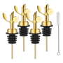 4PCS Bottle Pourers Self Closing Olive Oil Dispenser Spout Gold