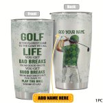 Custom 20OZ Golf-themed Tumbler - Personalized Name Or Text Perfect Gift For Golf Enthusiasts Durable & Reusable Metal Mug With