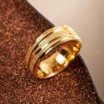 1PC Elegant All-match Golden 304 Stainless Steel Ring For Men