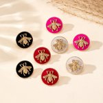 1 Pair 18K Gold Plated Bohemian Style Sexy Women's Enamel Glaze Bee Patterns Stud Earrings Fashion Simple Personality Studs For