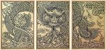 WALL26 - 3 Piece Framed Canvas Wall Art - The Old Pattern Of Dragon - Modern Home Art Stretched And Framed Ready To Hang