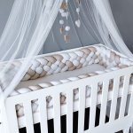 Cot Bumper Braided 5 Strand Beige And White