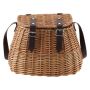 Picnic Basket With Lid Shoulder Strap Sturdy Woven Body Outdoor Camping