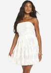 Burnout Floral Bandeau Ruched MINI Dress - White