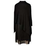 Poloneck Pointy Knit Mesh Dress - Black Free