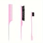 3pcs DIY Hair Styling Tools Set Including Rat Tail Comb Edge Brush Teasing Hair Brush Hairdressing Comb For Barber Salon Home Use