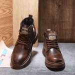 Men's Vintage Cool Lace Up Boots With Side Zipper Wear-resistant Non-slip Boots For All Seasons