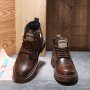 Men's Vintage Cool Lace Up Boots With Side Zipper Wear-resistant Non-slip Boots For All Seasons