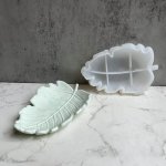 Ghost White Silicone Mould Leaf Dish Tray 143X100X26MM