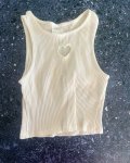 Zara White Ribbed Heart Top 9Y