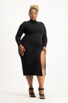 Skylar Turtleneck Bodycon Dress With Slit - XXL