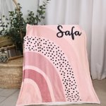 Fleece Blanket Dotty Pink Boho Rainbow