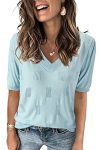 Arach&cloz Women's Summer Fall Tops 2025 Short Sleeve Plus Size Sweaters V Neck Trendy Fashion Knit Clothes Dressy Cute Casual O