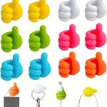 10PCS Stylish Thumb Wall Hooks - Glossy Nail-free Adhesive For Easy Hanging In Dorms Kitchens & Bedrooms Wall Hooks For Hanging