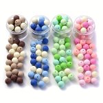 30PCS SET 14MM Macaron Color Round Beads For Jewelry Making Diy Acrylic Beads Cute Key Chain Diy Accessories