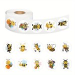 500PCS ROLL Cartoon Bee Colorful Vinyl Waterproof Stickers For Water Bottle Skateboard Notebook Laptop