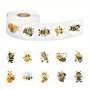500pcs/roll Cartoon Bee Colorful Vinyl Waterproof Stickers For Water Bottle Skateboard Notebook Laptop