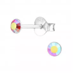 C244-C18841 - 925 Sterling Silver Amethyst Ab Shimmer Ear Stud Earrings Small 3MM - Ab Shimmer Rose