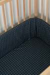 Navy Grid Washed Cotton Cot Bumper - Cover & Inner
