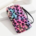Leopard Print Plush Long Wallet Zipper Around Credit Card Holder Fashion Large Capacity Clutch & Wristlet Purse