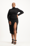 Skylar Turtleneck Bodycon Dress With Slit - XL
