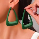 Geometric Statement Earrings Elegant Simplistic Style Fashion Accessory Versatile Green Dangle Earrings For Casual To Formal Wea