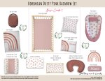 Cot Duvet Bedding Bohemian Dusty Pink Rainbow Set