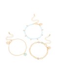 Goldair Gold Blue Beaded & Butterfly Charm Bracelets 3-PACK