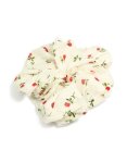 Cream Printed Roses Fabric Statement Scrunchie