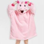 Unisex Pink Unicorn Oversized Plush Hooded Blanket - Large