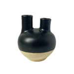 Double Stem Ball Vase - Matt Black