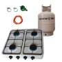 White 4 Plate Gas Stove With Fittings And Gas Cylinder - 5KG