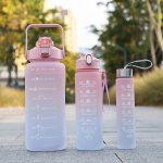 1PC 3PCS Motivational Water Bottles Large Capacity Gradient Color Plastic Straw Sports Fitness Water Cup Outdoor Portable Water