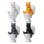 Funny Toilet Sitting Series Creative Figurine Gardening Ornament Cute Cat Figurine