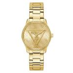 Guess Ladies Tone Analog Quartz Watch With Stoned Bezel