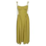 Chartreuse Corset Strappy Midi Dress