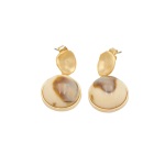 Goldair Gold Mocha & Ivory Marble Glass Bead Earrings - Gold