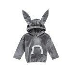 Grey Velvet Bunny Hooded Top