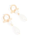Goldair Gold Pearl Open Circle Drop Earrings