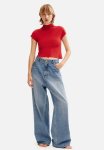 Turtleneck Jersey Top - Red
