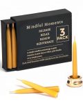 Mindful Meditation Candle Set With 12 MINI Taper Beeswax Candles With Brass Holder For Prayer & Reflection Relaxation Gifts For