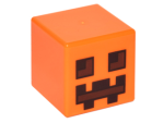 Parts Minifigure Head Modified Cube With Pixelated Dark Brown And Reddish Brown Eyes And Mouth Pattern Minecraft Pumpkin Jack O'