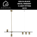 Goldair Gold & Black Metal Pendant 5 Light Fitting