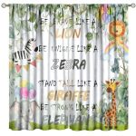 Fblifil Kids Animals Quotes Curtain Cartoon Animals Inspirational Motivational Positive Sayings Child Boys Girls Art Printed Rod