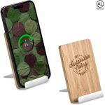 Okiyo Hakka Bamboo Recycled Aluminium Wireless Charging Phone Stand
