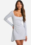 Basic Rib Long Sleeve Skater - Grey Marl