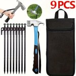 9PCS Heavy Duty Tent Stake And Hammer