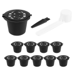 10 Pcs Coffee Capsule Filters For Nespresso With Spoon Brush Black